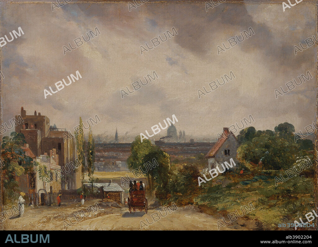 JOHN CONSTABLE. Sir Richard Steele's Cottage, Hampstead. Date/Period: 1831 to 1832. Painting. Oil on canvas. Height: 324 mm (12.75 in); Width: 406 mm (15.98 in).