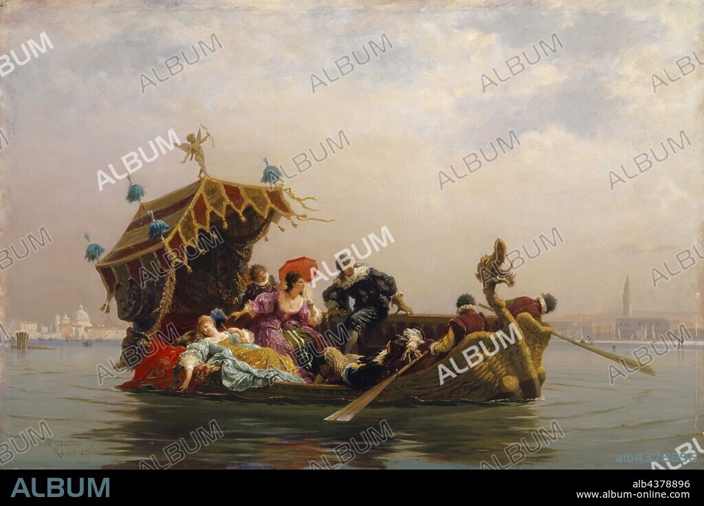A gondola ride, 1873, oil on panel, 41 x 61 cm, signed and dated lower left: ARNOLD CORRODI, ROME 73, Arnold Corrodi, Rom 1846–1874 Rom.