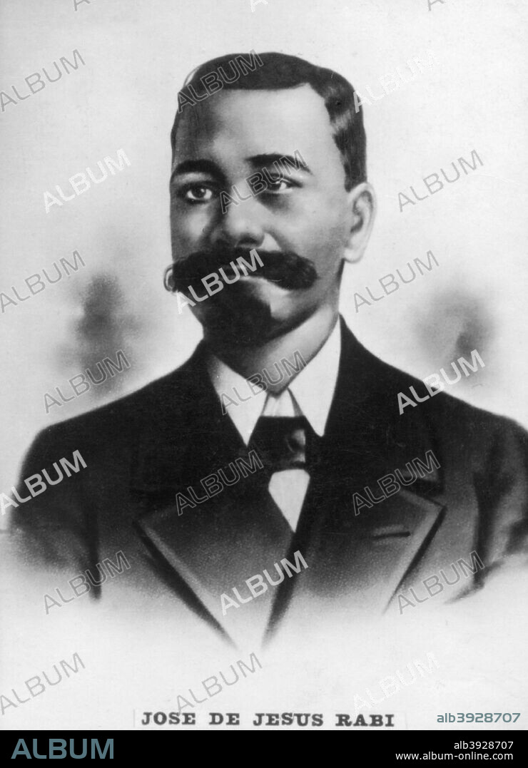 Jose de Jesus Rabbi, born in the East [sic],  with given name Jose Jesus Sablon. He fought in the two wars. He fought in Baire  in 1895 and shouted 'Viva la Autonomia!' Took Baire town in 1895, looting Canada Honda and Cuentas Claras  in 1897. In 1893 invaded Dalquiri. Achieved the rank of general and died in 1915. During the revol in 1895 in Jiguani he was a colonel and led the fierce combat of ' De los Negros ' ( of teh blacks ). Cigar card from the History of Cuba, Geografico Universal, Propaganda de los Cigarros Susini y La Corona, Tabacalera Cubana.