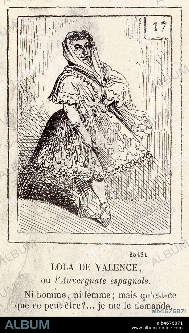 'Lola de Valence'. Caricature du tableau d'Edouard MANET (1832-1883) par Gilbert RANDON (1814-1884) pour Le Journal Amusant du 29 juin 1867. Credit : Collection Grob/KHARBINE-TAPABOR.