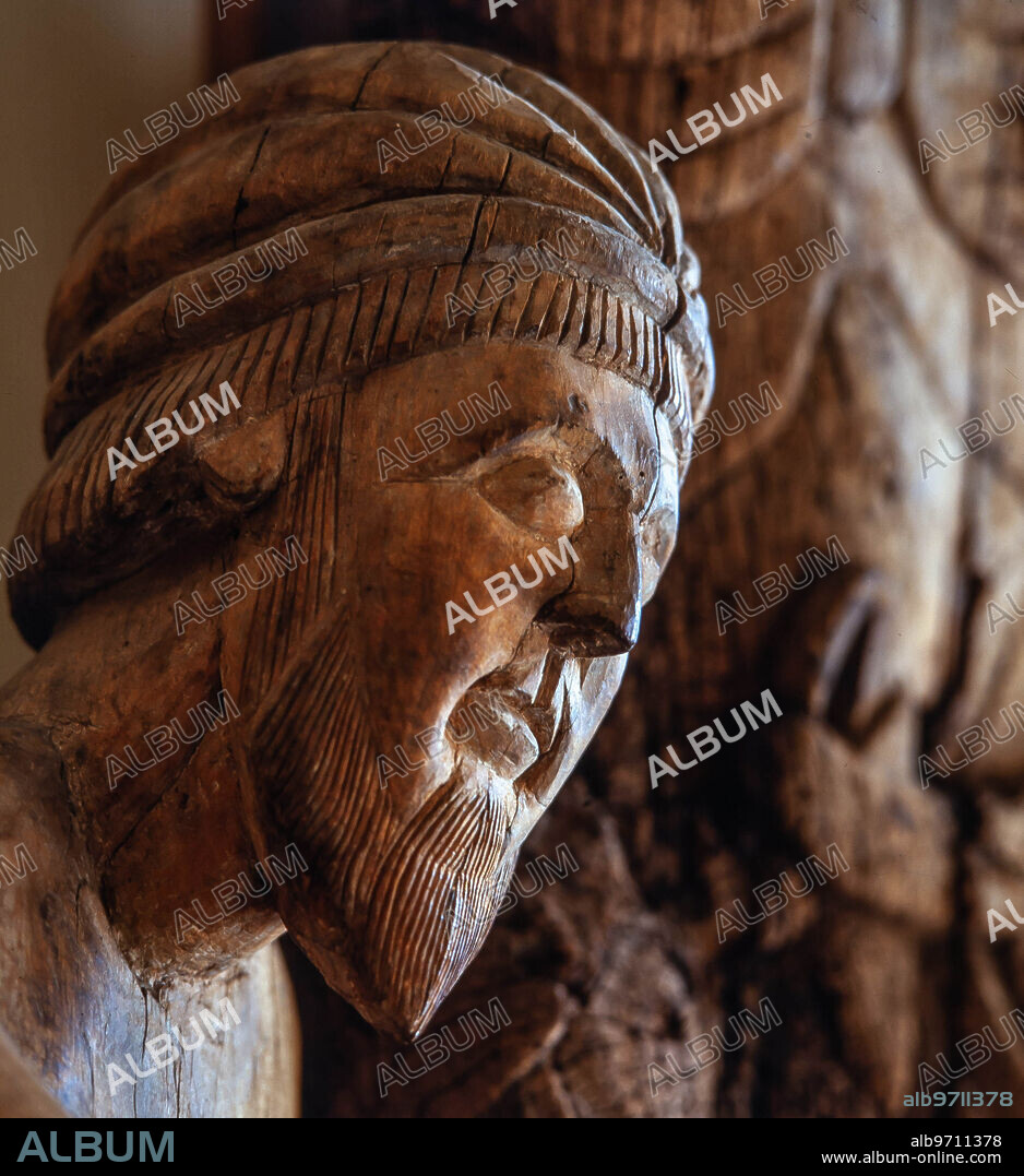 Descendimiento de la Cruz de Erill la Vall, detalle, siglo XII. Museu Episcopal de Vic.