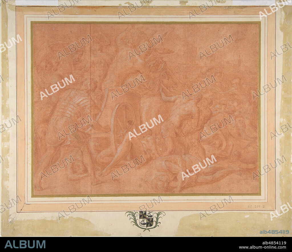 FRANCESCO PRIMATICCIO. Ulysses and His Companions Fighting the Cicones Before the City of Ismaros, Study for a Destroyed Fresco in the Galerie d'Ulysee, Chateau de Fontainebleau, 1555-60.