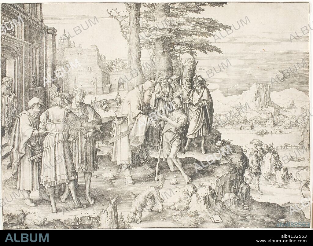The Return of the Prodigal Son. Lucas van Leyden; Netherlandish, 1494-1533. Date: 1505-1515. Dimensions: 179 x 244 mm (image/sheet, trimmed within plate mark). Engraving in black on cream laid paper. Origin: Netherlands.
