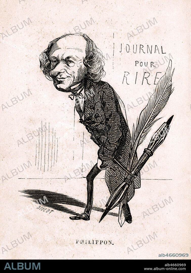 Charles PHILIPON (1800-1862) caricaturieste directeur du Journal pour Rire. Caricature de NADAR (1820-1910) vers 1852. Credit : Collection Jonas/Kharbine-Tapabor.
