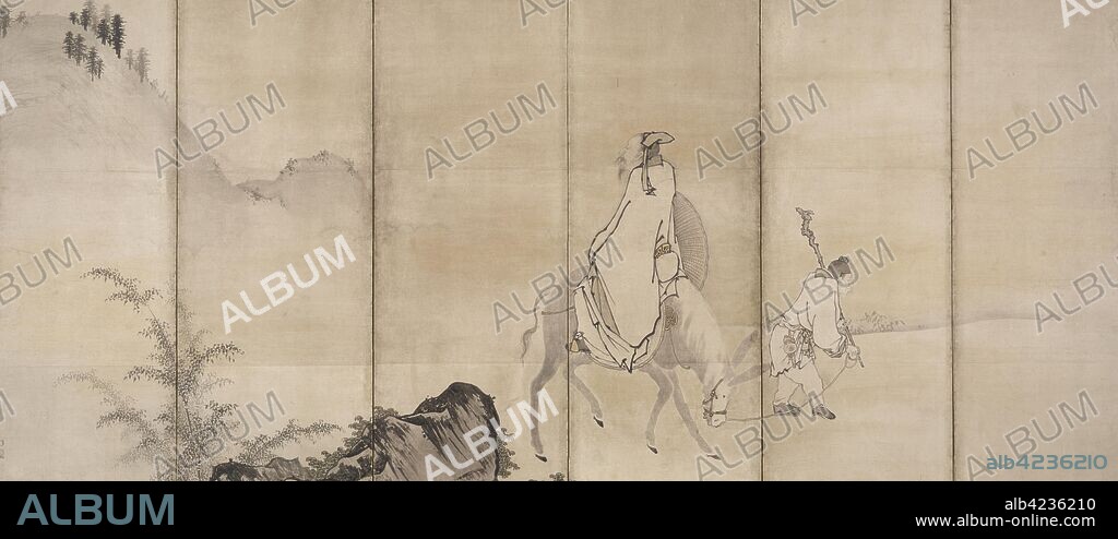 Pan Lang (Han Ro), early 1600s. Unkoku Togan (Japanese, 1547-1618). Pair of six-fold screens; ink, light color, and gold on paper; image: 155.5 x 360 cm (61 1/4 x 141 3/4 in.); overall: 172 x 374 cm (67 11/16 x 147 1/4 in.).