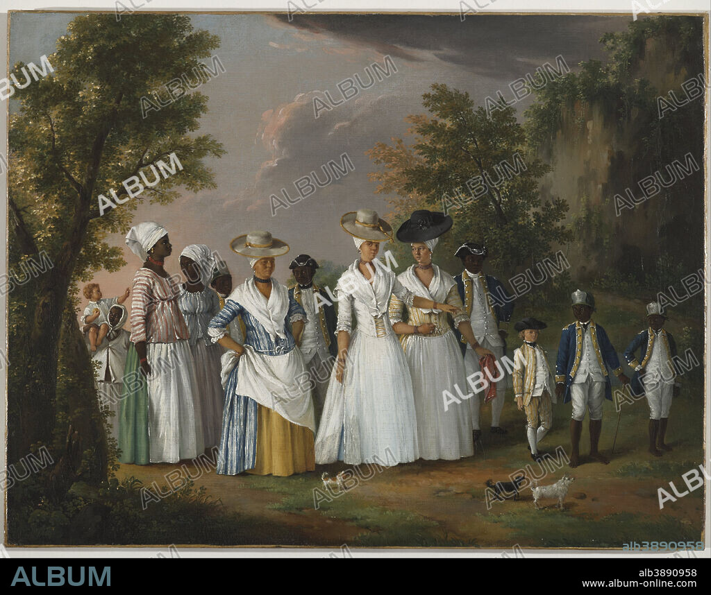 AGOSTINO BRUNIAS. Free Women of Color with their Children and Servants in a Landscape. Date/Period: Ca. 1764-1796. Painting. Oil on canvas.