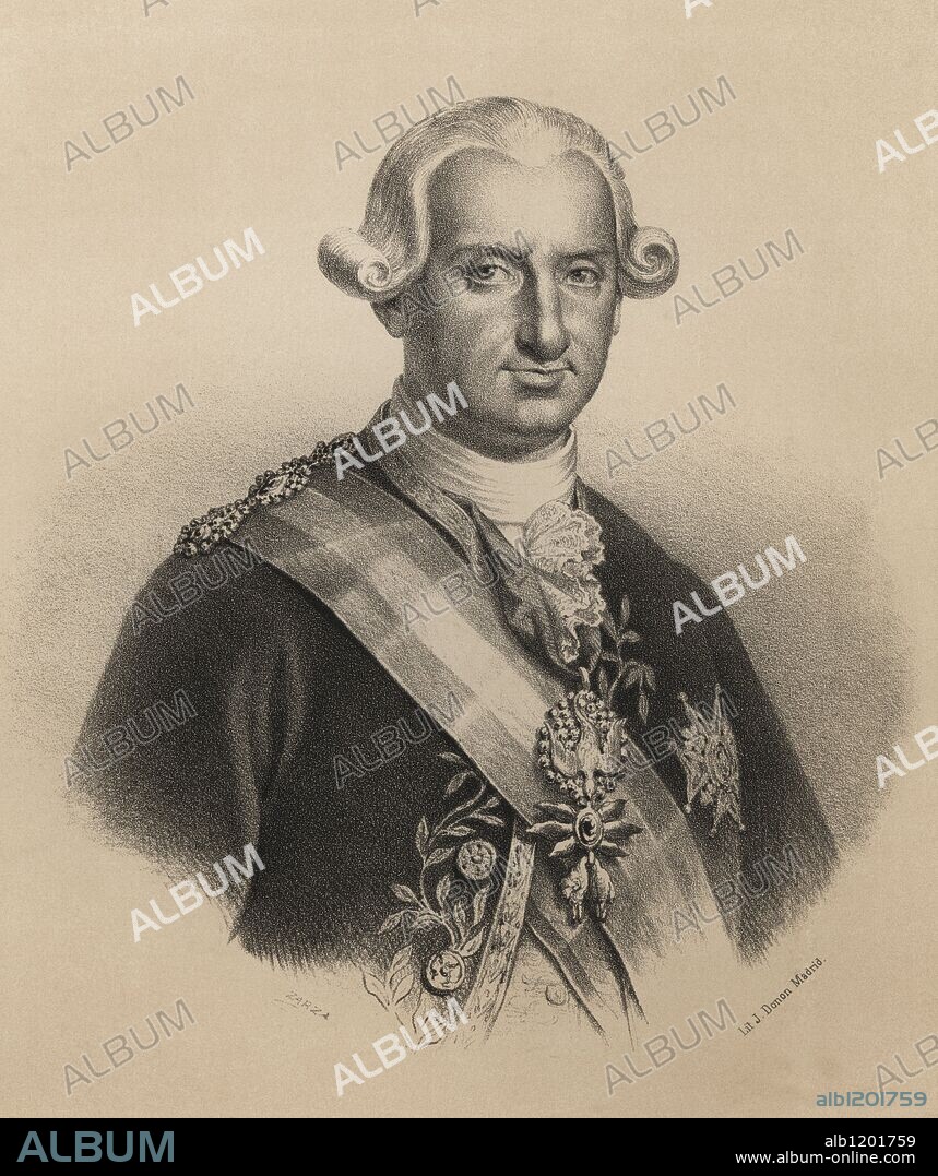 Carlos IV (1748-1817). Rey de España desde 1788 a 1808, hijo de Carlos III. Grabado de 1870.