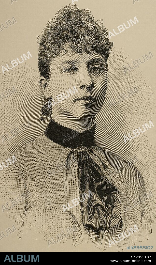 MARIA DE ORLEANS (1865-1909). Princesa francesa de la casa de Orleans. Esposa de Valdemar de Dinamarca. Retrato. Grabado de La Ilustración Española y Americana, 1880.