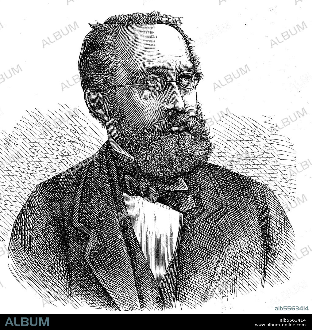 Rudolf Ludwig Carl Virchow, 13. Oktober 1821, 5. September 1902, deutscher Arzt, Pathologe, Pathologischer Anatom, Anthropologe, Prähistoriker und Politiker, digital restaurierte Reproduktion einer Originalvorlage aus dem 19. Jahrhundert.