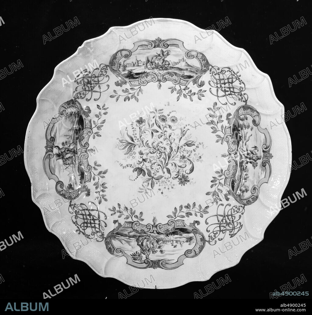 Meissen Manufactory, Dish, German, Meissen, Decoration after a design by Gottfried Bernhard Goetz (German, Velehrad 17081774 Augsburg), ca. 1740, German, Meissen, Hard-paste porcelain, 2 11/16 × 15 3/8 in. (6.8 × 39.1 cm), Ceramics-Porcelain.