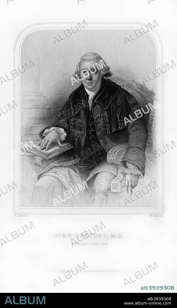 John Gregory, Scottish physician and philosopher, (1870). An engraving of Gregory (1724-1773) from Robert Chambers' A Biographical Dictionary of Eminent Scotsmen, Blackie and Son, (Glasgow, Edinburgh, and London, 1870).