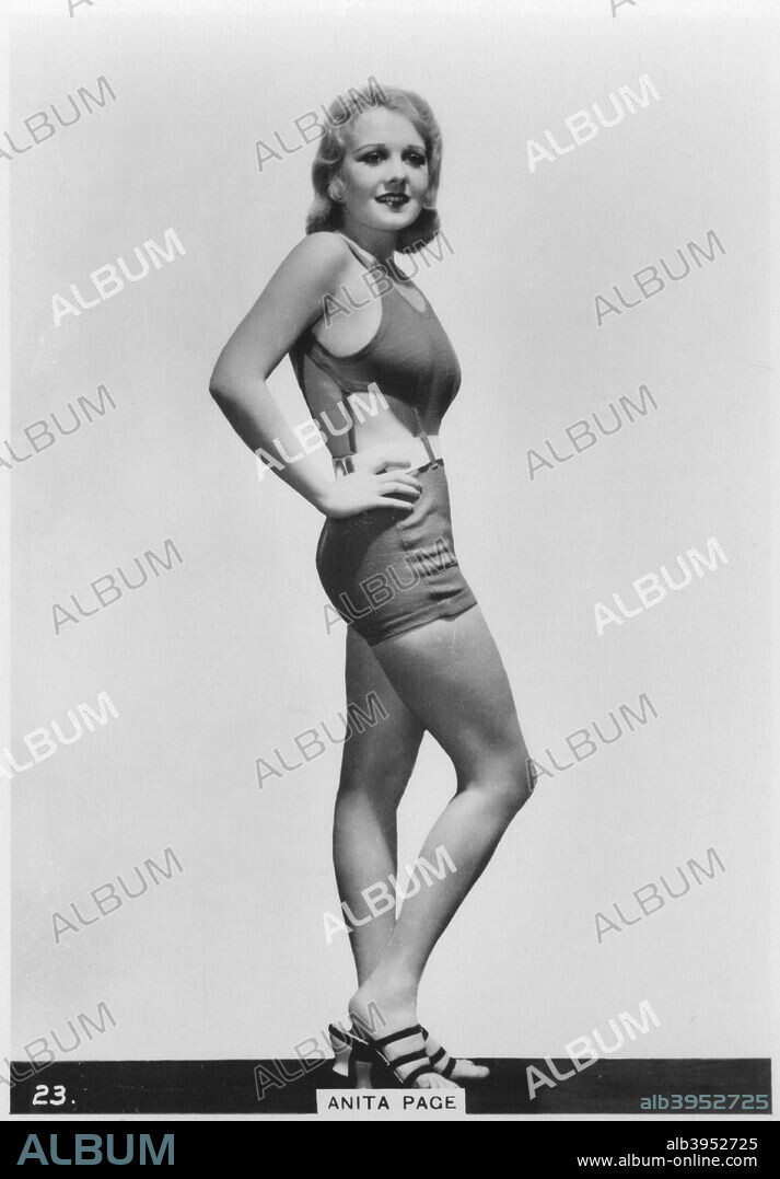 Anita Page, American film actress, c1938. Anita Page (1910-2008) reached stardom in the last years of the silent film era and became a highly popular young star, reportedly at one point receiving the most fan mail of anyone on the MGM lot. Cigarette card from 'Modern Beauties', 3rd series, issued by the British-American Tobacco Company.