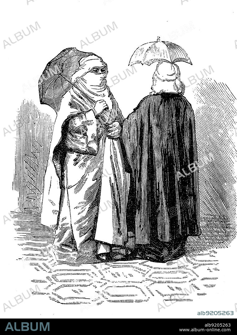 Berufe in Konstantinopel, Türkei, im Jahre 1880, Türkische Frauen als Einkäufer / Professions in Constantinople, Turkey, in 1880, Turkish women as shoppers, Historisch, historical, digital improved reproduction of an original from the 19th centu, genaues Originaldatum nicht bekannt.