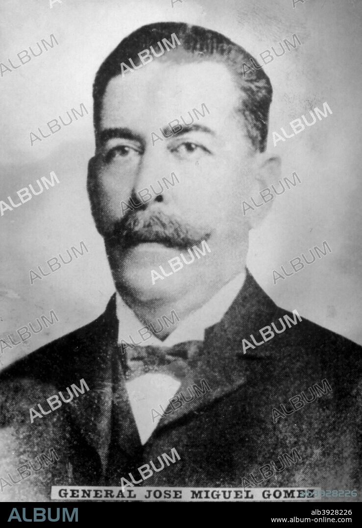 General Jose Miguel Gomez (1858-1921), Cuban General in the Cuban War of Independence and later President of Cuba, c1910. Cigar card from the History of Cuba, Geografico Universal, Propaganda de los Cigarros Susini y La Corona, Tabacalera Cubana.