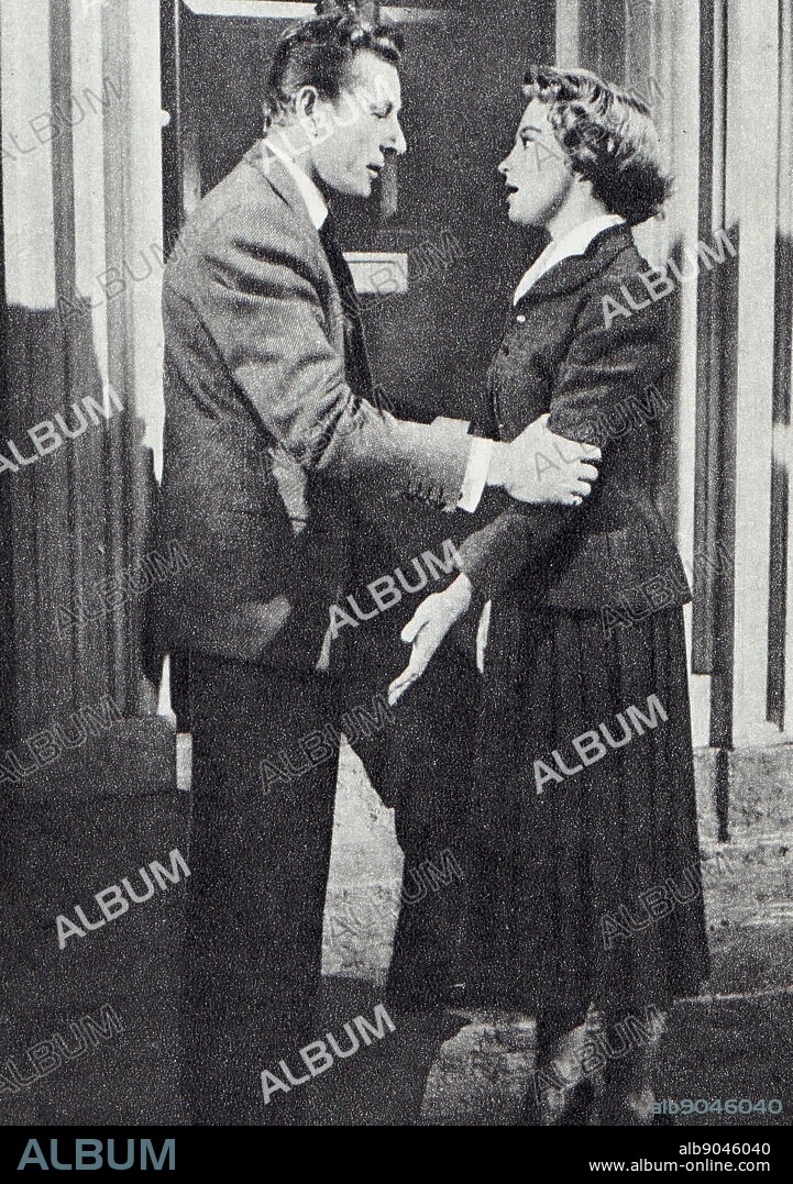 Film still from 'Knock on Wood' starring Danny Kaye, Mai Zetterling, Torin Thatcher, and Leon Askin.