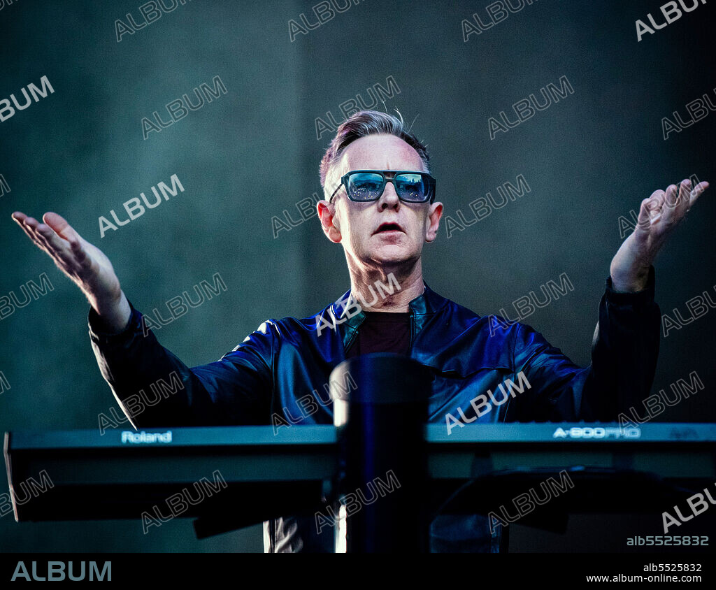 May 27, 2022: Andy ''Fletch'' Fletcher, the unassuming, bespectacled, red-headed keyboardist who for more than 40 years added his synth sounds to Depeche Mode hits like ''Just Can't Get Enough'' and ''Personal Jesus,'' has died at age 60. FILE PHOTO SHOT ON: July 2, 2018, Barolo, Cuneo, Italy: ANDY FLETCHER and the English electronic rock band Depeche Mode performing live on stage at the Collsioni Festival 2018, for the ''Global Spirit'' tour 2018. (Credit Image: © Alessandro Bosio/Pacific Press via ZUMA Wire).