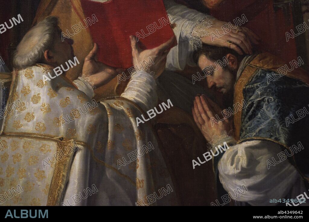 Vicente Carducho (1576-1638). Pintor italiano. Ordenación y primera misa de San Juan de Mata, 1632-1634. Detalle. Museo de Bellas Artes. La Coruña. Galicia. España. (En depósito, cedida por el Museo Nacional del Prado, Madrid) .