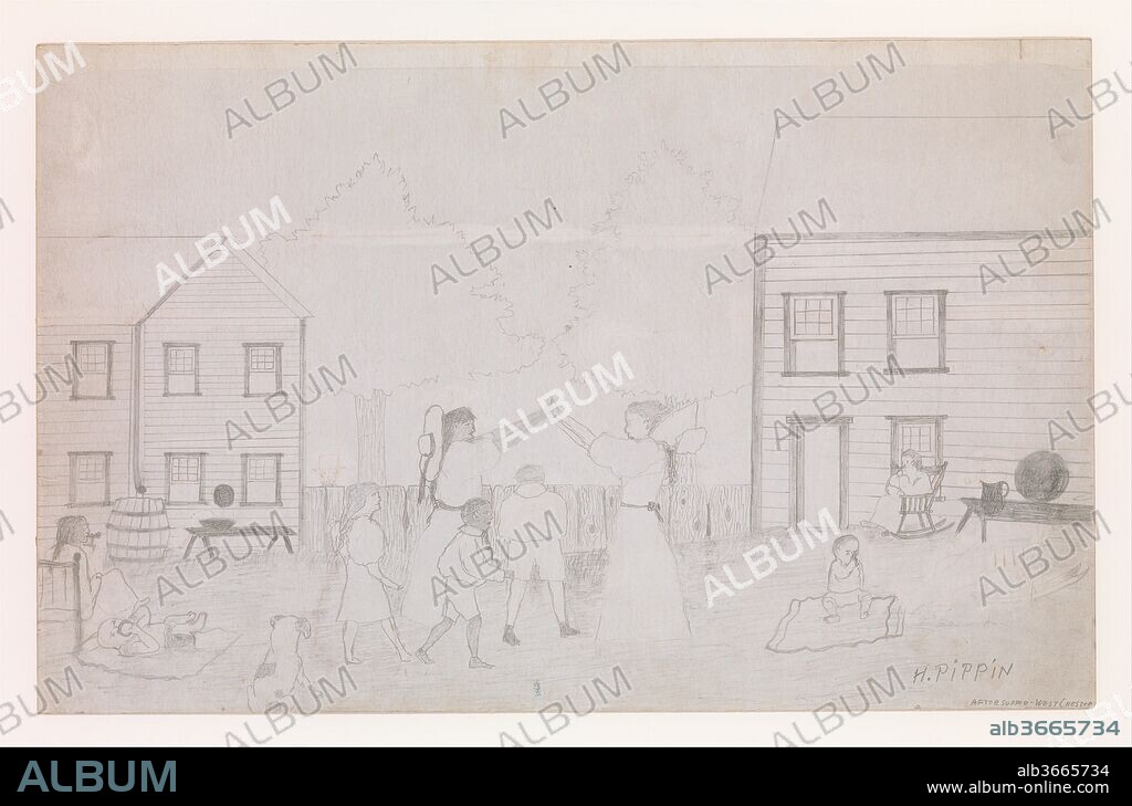 After Supper. Artist: Horace Pippin (American, West Chester, Pennsylvania 1888-1946 West Chester, Pennsylvania). Dimensions: 14 x 22 1/8 in. (35.6 x 56.2 cm). Date: ca. 1935.