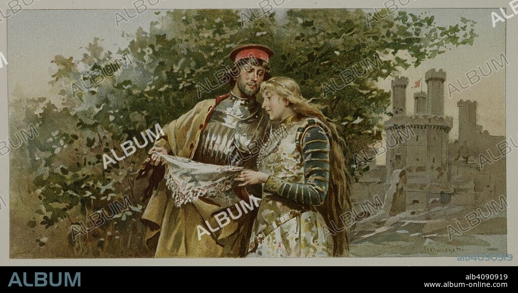 WILLIAM SHAKESPEARE. Cassio shows Bianca the handerkerchief. Othello. The moor of Venice. Simpkin and Co.: London, 1893. act III, scene IV. Source: 11765.k.9, opposite 27. Language: English.