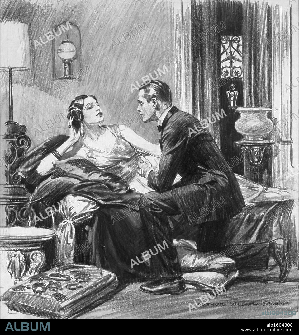 The Proposal by Arthur William Brown, pencil drawing, circa 1920.