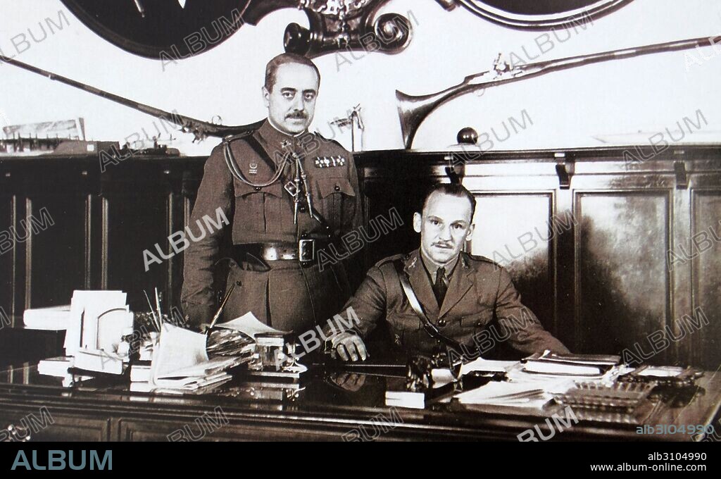 General of the Army Manuel Goded Llopis (October 15, 1882 – August 12, 1936) seated at a desk. Goded was a Spanish Army general who was one of the key figures in the July 1936 revolt against the democratically elected Second Spanish Republic. Having unsuccessfully led an attempted insurrection in Barcelona, he was captured and executed by the Republican government.