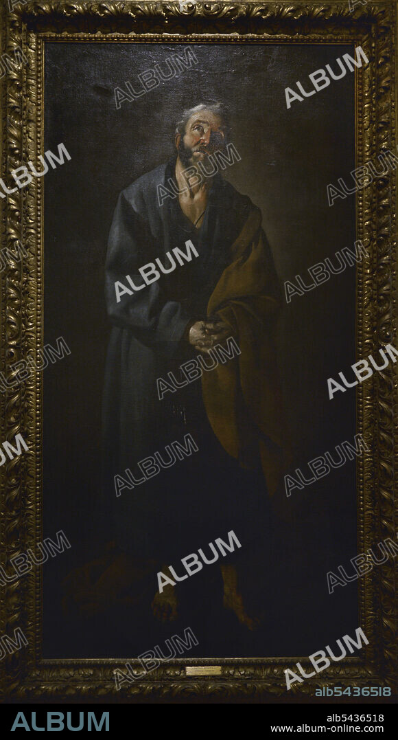 FRANCISCO DE ZURBARáN (1598-1664). SPANISH PAINTER.. Francisco de Zurbarán (1598-1664). Pintor español. Apostolado, 1633. Se trata de una serie de doce cuadros que Zurbarán pintó sobre el apostolado para decorar el Palacio Patriarcal de San Vicente de Fora en Lisboa. Retrato de San Pedro. Oleo sobre lienzo. Museo Nacional de Arte Antiguo. Lisboa. Portugal.