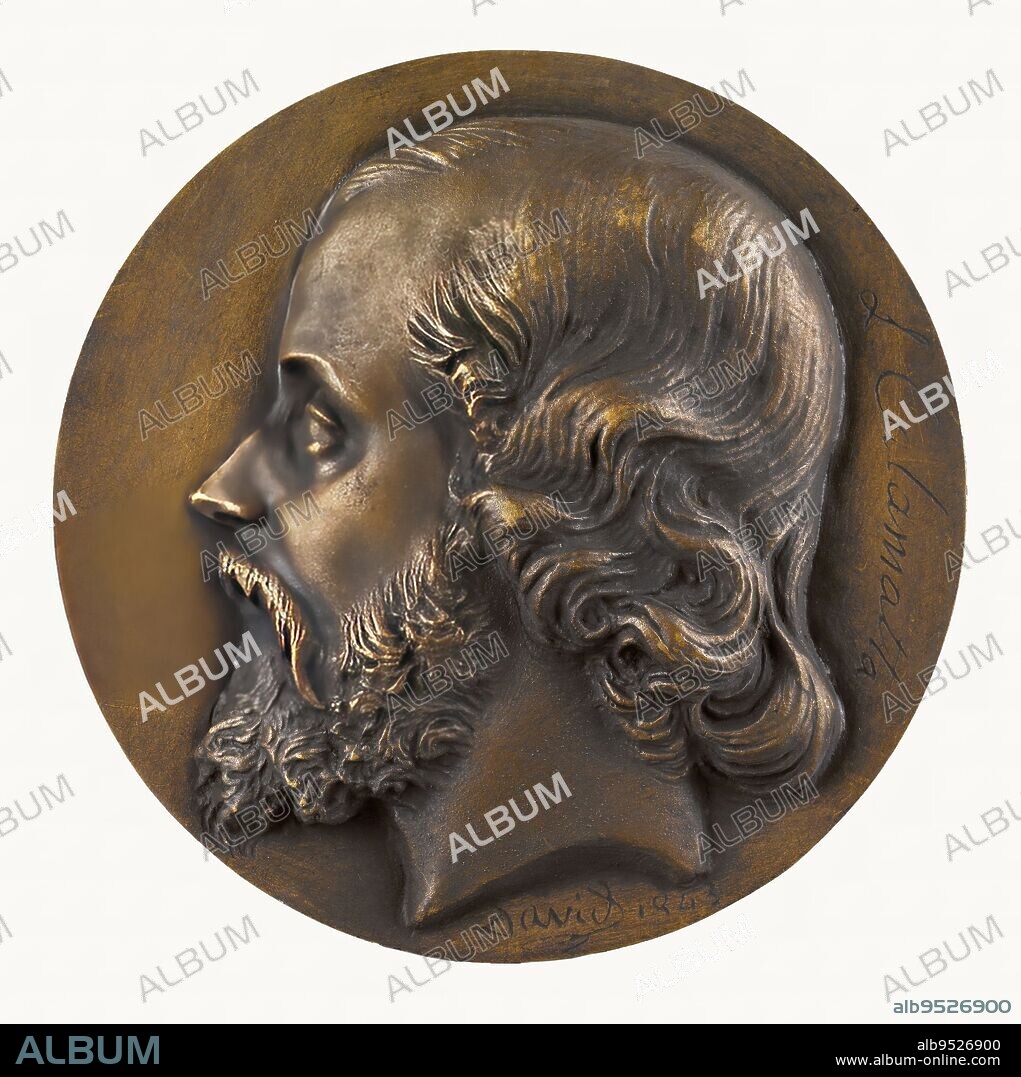 Portrait of Louis Calamatta (1801-1869), engraver, David d'Angers, Pierre-Jean, Sculptor, Thiébaut Frères, Founder, Array, Sculpture, Medallion (sculpture), Dimensions - Work: Diameter: 17 cm.