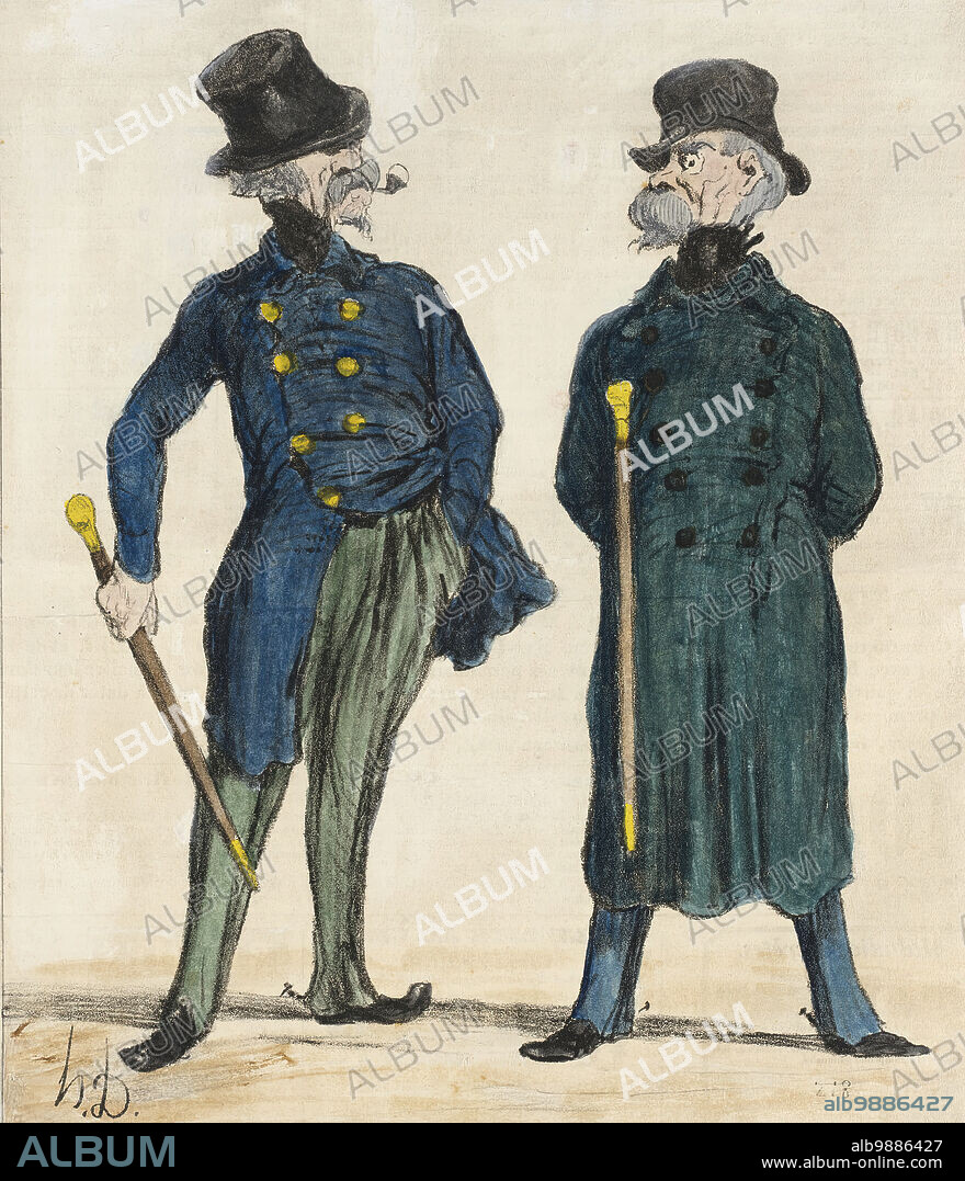 HONORÉ DAUMIER. Ratapoil et Casmajou (image 2 of 2), 1850. Membres les plus actifs de la société philanthropique du dix Décembre:  portraits dessinés d'après nature et réellement frappans. (Most active members of the philanthropic society of December 10: portraits drawn from life and truly striking). From Actualités.