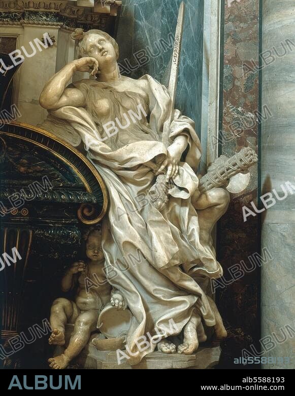 Bernini, Gian Lorenzo. 1598-1680. "Justitia", um 1642/47. Ausschnitt aus dem Monument für Papst Urban VIII. mit den Personifikationen der Caritas und der Justitia. Marmor. Rom, St. Peter, Tribuna.