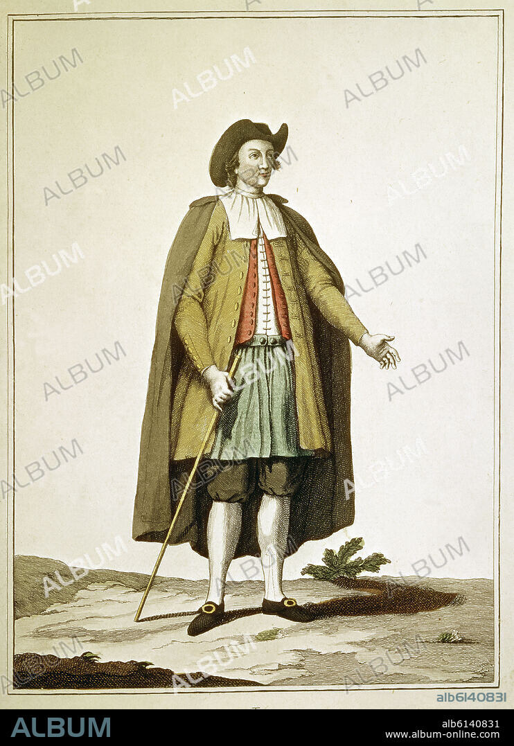 JUAN DE LA CRUZ CANO Y OLMEDILLA. COLECCION DE TRAJES DE ESPAÑA-1777-PAYES MALLORQUIN- GRABADO S XVIII-TIPOS POPULARES.