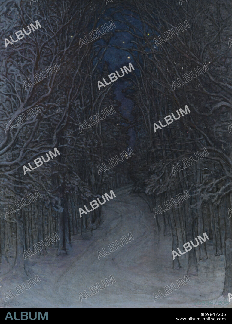 OTTO HESSELBOM. Winter Night in the Forest, 1907.