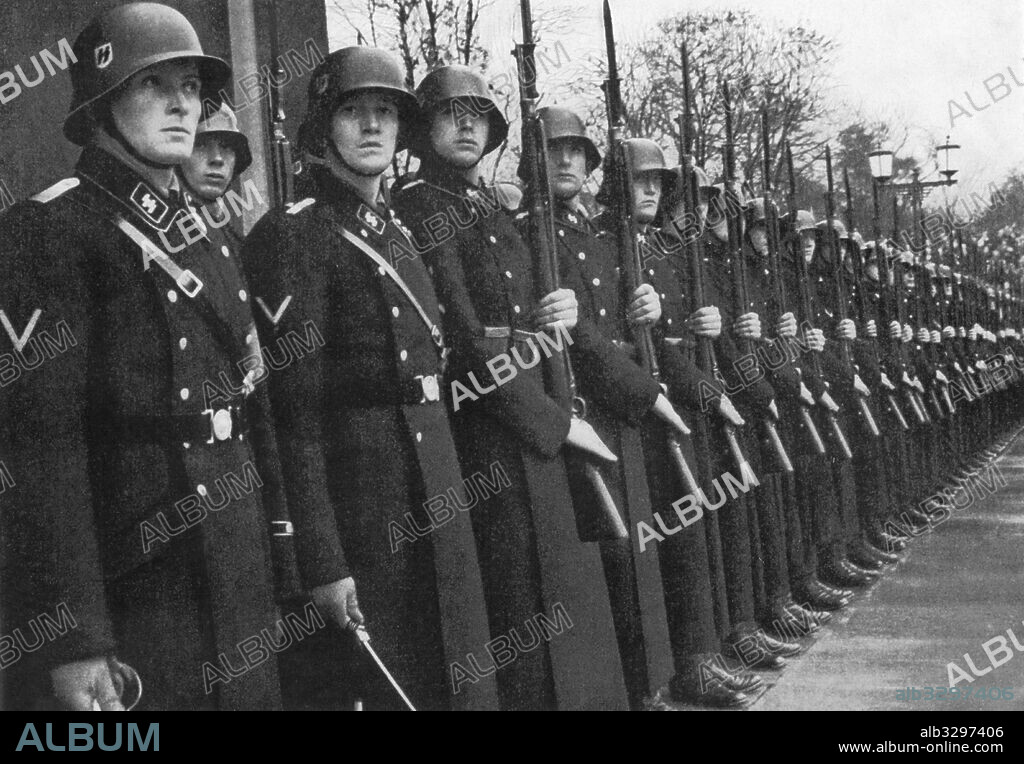 Adolf Hitler's SS bodyguards parade in Munich - November 9, 1935.