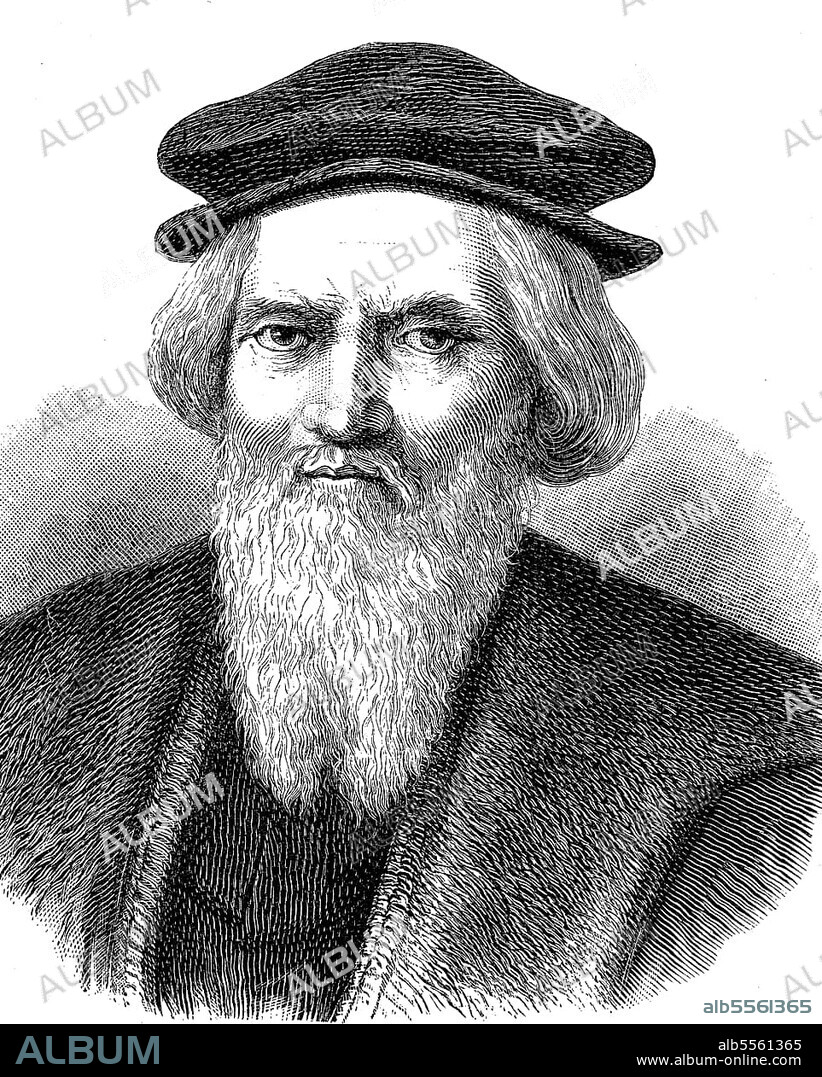 Sebastiano Caboto, Sebastian Cabot, Sebastian Gaboto, 1484 -1557, ein aus Venedig stammender Entdecker und Kartograph, der im Dienst der englischen und spanischen Krone stand, Historisch, digital restaurierte Reproduktion einer Originalvorlage aus dem 19. Jahrhundert.