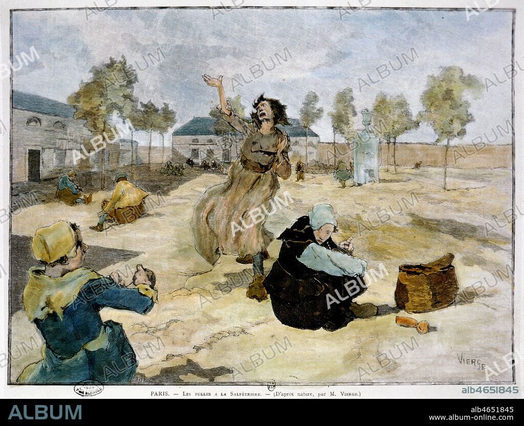 'Paris. Les folles a la Salpetriere', aquarelle de Daniel VIERGE (1851-1904). Credit : Collection KHARBINE-TAPABOR.