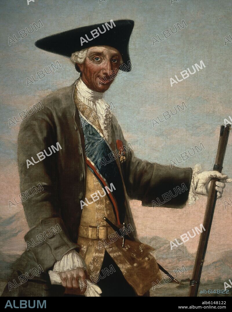 FRANCISCO GOYA Y LUCIENTES DE (1746-1828). CARLOS III - LIENZO - 211X127 CM - DETALLE SUPERIOR.