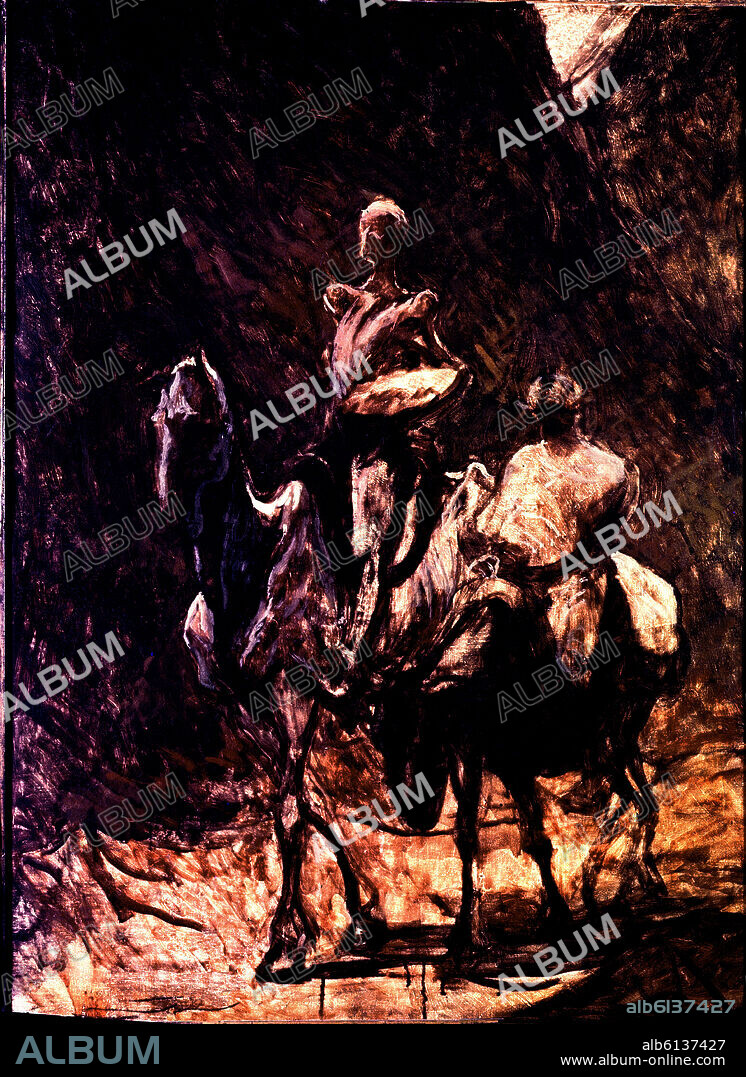 HONORE DAUMIER (1808-1879). DON QUIJOTE Y SANCHO PANZA - SIGLO XIX - PINTURA FRANCESA.