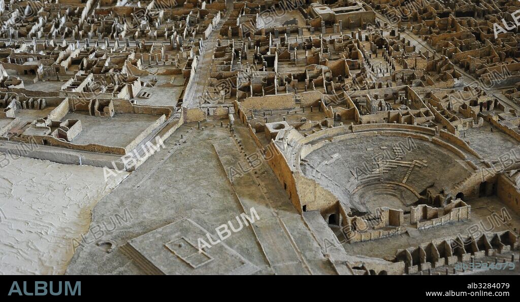 Gran maqueta de la ciudad romana de Pompeya. Empezó a construirse en el año 1861. Realizada a escala: 1: 100. Museo Arqueológico Nacional. Nápoles. Italia.