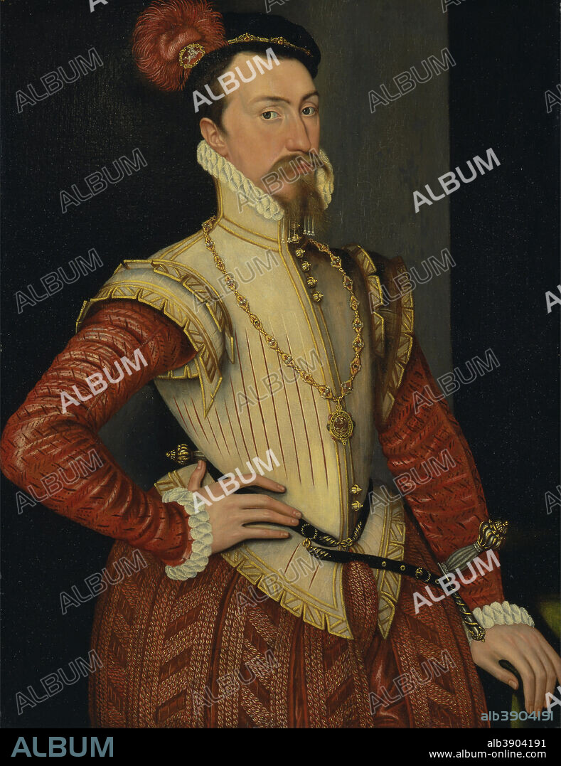 STEVEN VAN DER MEULEN. Robert Dudley, 1st Earl of Leicester. Date/Period: Ca. 1560s. Painting. Oil on panel. Height: 902 mm (35.51 in); Width: 724 mm (28.50 in).
