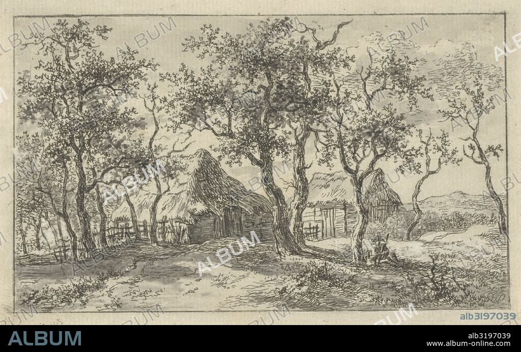 Landscape with two farms, Gerrit Jan Michaëlis, 1785 - 1857.