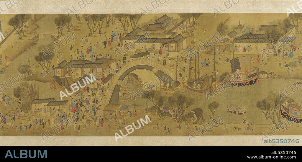Spring Festival on the River, Qing dynasty, 18th century. Traditionally attributed to Qiu Ying. Copy of a work attributed to  Zhang Zeduan.