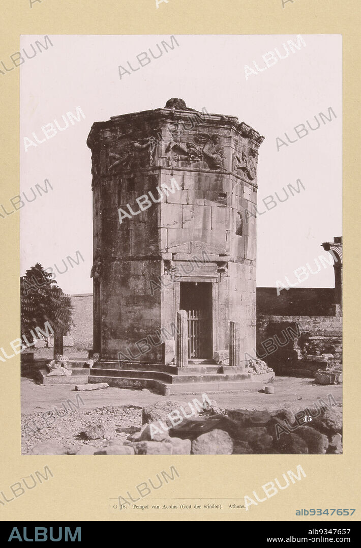 Temple of Aeolus in Athens, G. 18. Temple of Aeolus (God of the winds). Athens. (title on object), Greece (series title), The photograph is part of the photo series of Greece collected by Richard Polak., anonymous, Athene, c. 1895 - c. 1915, photographic support, paper, collotype, height 291 mm × width 228 mmheight 558 mm × width 468 mm.