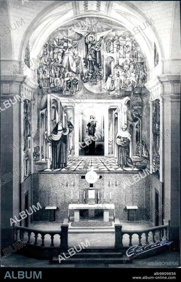 1950. Mural of the convent of the Discalced Carmelites in Úbeda, work of the Granada artist Manuel Maldonado.