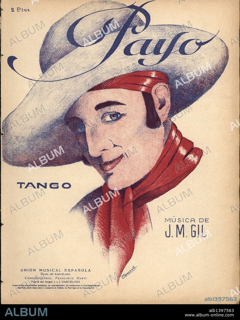 Partitura musical del tango "Payo", de José M. Gil. Editado por Unión Musical Española, Madrid, 1925.