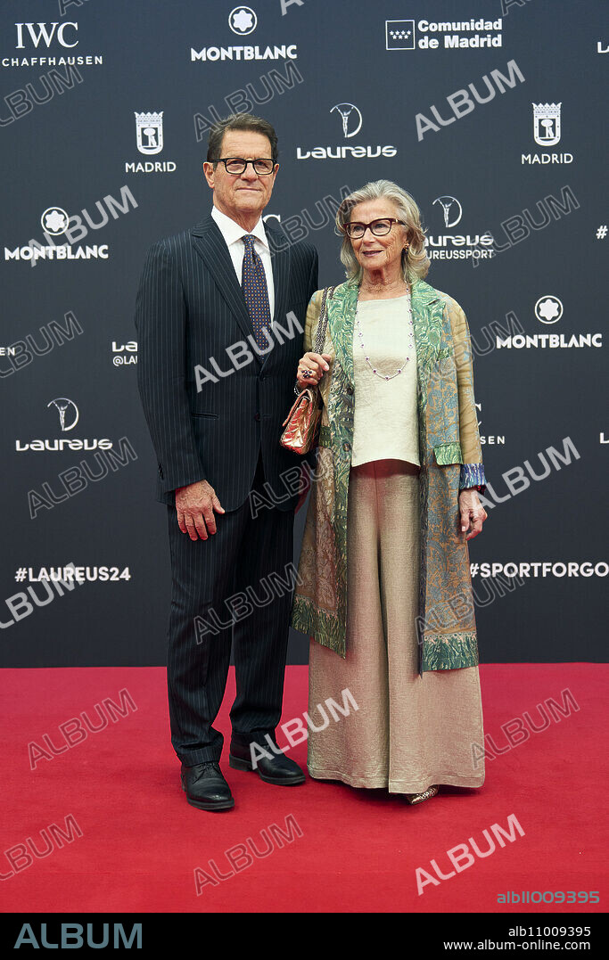 Fabio Capello, Laura Ghisi attends Laureus World Sports Awards Madrid 2024 - Red Carpet at Palacio de Cibeles on April 22, 2024 in Madrid, Spain.