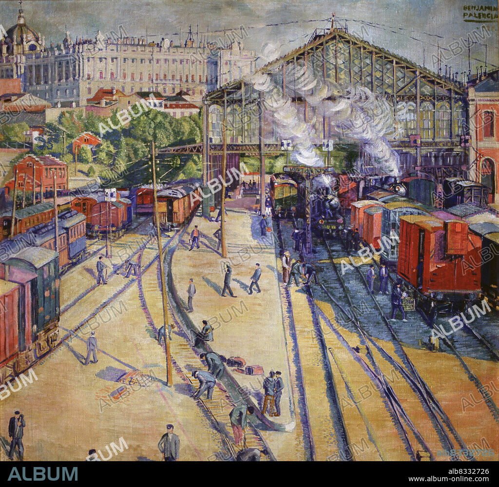 BENJAMÍN PALENCIA. PALENCIA , BENJAMIN. PINTOR ESPAÑOL. BARRAX 1902-1980. " LA ESTACION DEL NORTE DE MADRID " , AÑO 1918. MUSEO BELLAS ARTES DE ALBACETE. MADRID PINTADO. FERROCARRILES , FERROCARRIL . ESPAÑA. ATENCION: AUTOR CONTEMPORANEO SUJETO A COPYRIGHT ©. EL CLIENTE FINAL ES RESPONSABLE DE LA GESTION DE LOS DERECHOS DE AUTOR CON LAS SOCIEDADES EXISTENTES DE GESTION DE DERECHOS O DIRECTAMENTE CON LOS ORGANISMOS TITULARES DE LOS MISMOS.