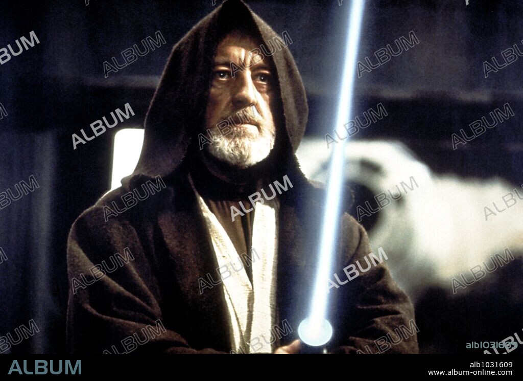 ALEC GUINNESS in STAR WARS: EPISODE IV-A NEW HOPE, 1977, unter der Regie von GEORGE LUCAS. Copyright LUCASFILM/20TH CENTURY FOX.
