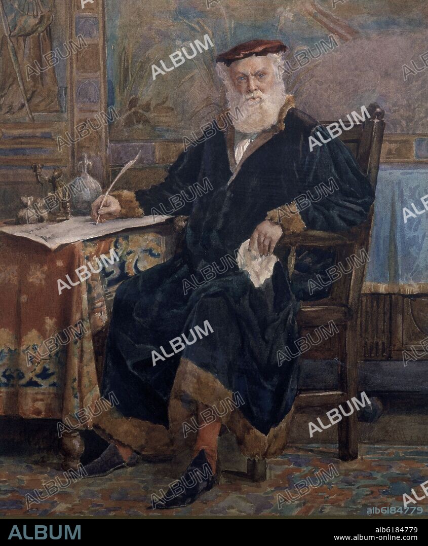 JOSE VILLEGAS CORDERO (1844-1921). EL RECAUDADOR - SIGLO XIX - ACUARELA - 31x27.