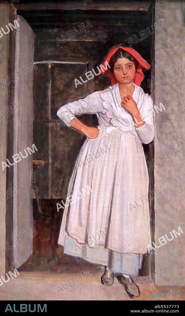 Albano girl in the doorway. Early 1830s by Russian artist, Alexander Ivanov (1806 - 1858). Alexander Andreyevich Ivanov (1806 – 1858) was a Russian painter who adhered to the waning tradition of Neoclassicism but found little sympathy with his contemporaries.