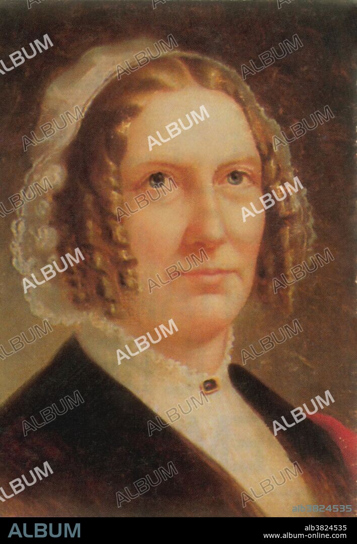 Abigail Powers Fillmore (March 13, 1798 - March 30, 1853), wife of President Millard Fillmore, was First Lady of the United States from 1850 to 1853. In 1819, she took a teaching post at the new academy in New Hope, where her oldest pupil was Millard Fillmore. The world of knowledge and his steady progress drew them together, and gradually the relationship of teacher and student evolved into romantic attachment. After a long courtship, Millard, aged 26, and Abigail, aged 27, were married in 1826. She continued to teach school until the birth of her first son and maintained a lifelong interest in education. In 1849, she came to Washington, D.C. as wife of the Vice President. 16 months later, after Zachary Taylor's death, the Fillmores moved into the White House. The social life of the Fillmore administration remained subdued. Pleading her delicate health, she entrusted many routine social duties to her daughter, Abby. At the outdoor inaugural ceremonies for Franklin Pierce in 1853, she caught a cold and the next day came down with a fever. She developed pneumonia and died just 26 days after leaving the White House, on March 30, 1853, at the age of 55, the shortest post-Presidential life of any former first lady.