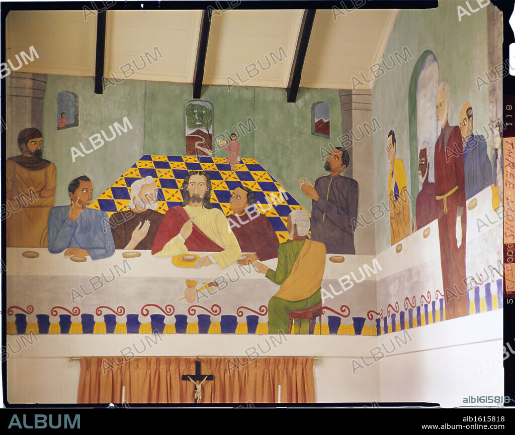 PHILOMÉ OBIN. The Last Supper by Philome Obin, 1891-1986, Haiti, Port-au-Prince, St. Trinity Cathedral.